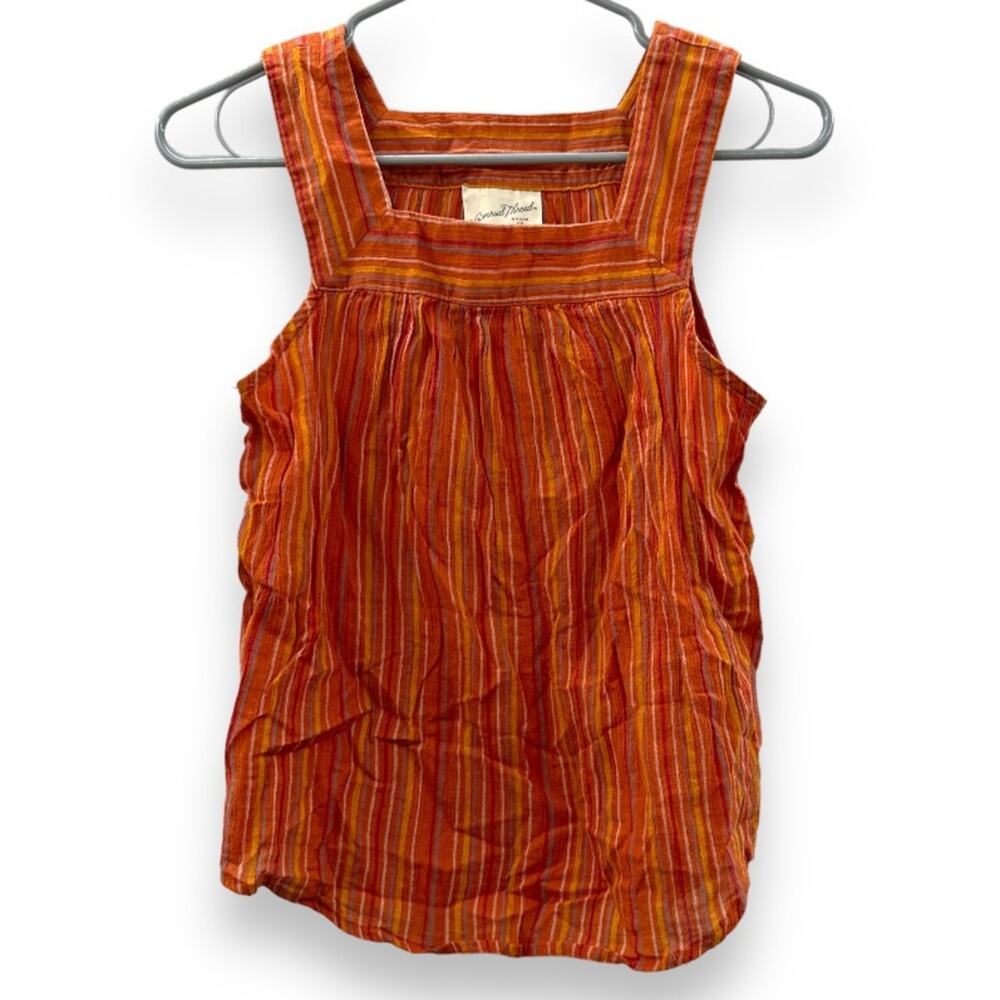 Universal Thread Orange Multicolor Striped Square Neck Sleeveless Top Size XS